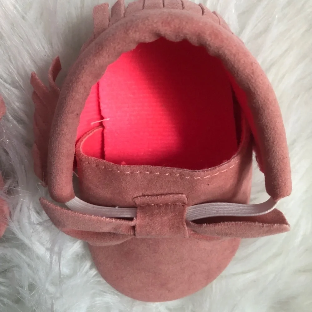 Pink faux suede 6-12M baby girl moccasin shoes